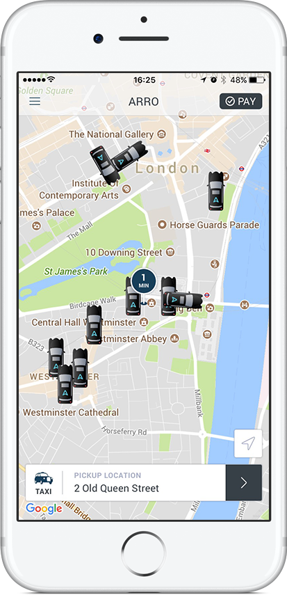 UK Screen Shot on iPhone 7 Ride Arro in London